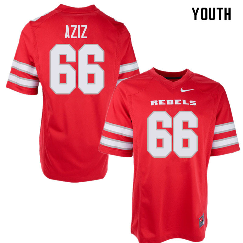 Youth UNLV Rebels #66 Ammir Aziz College Football Jerseys Sale-Red - Click Image to Close